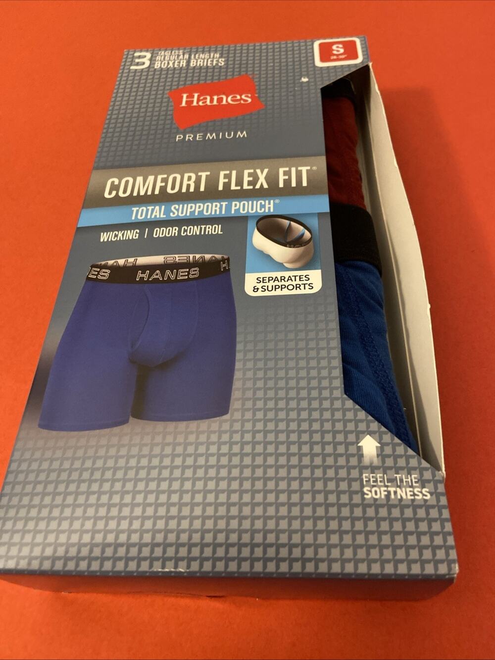 HANES SET OF 3 MENS ASSORTED COMFORT FLEX FIT BOXER BRIEFS / SMALL